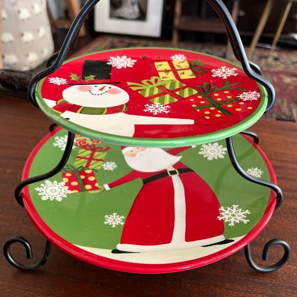 Santa & Snowman Two Tier Server by Certified International for Susan Winget - Picture 3 of 9